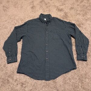 Brooks Brothers Shirt Mens Large Green Check Long Sleeve Button Down Cotton